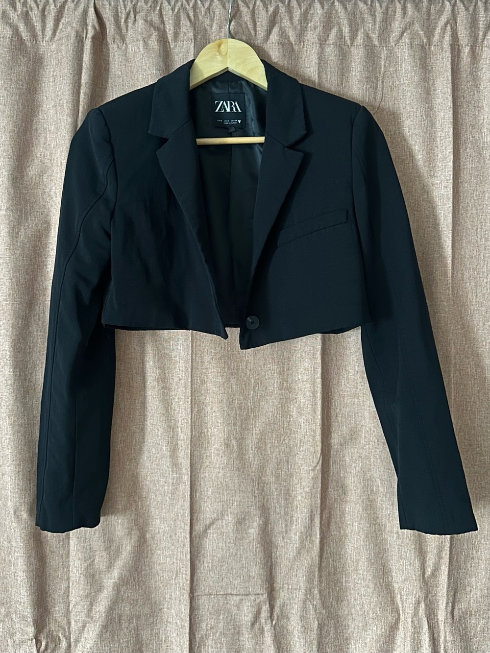 Zara Black Cropped Blazer Jacket - Single Button